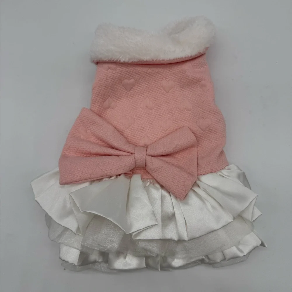 Kessie Princess Queen Fashion Model Pink and White Dog Dress with Bow - Picture 2 of 8